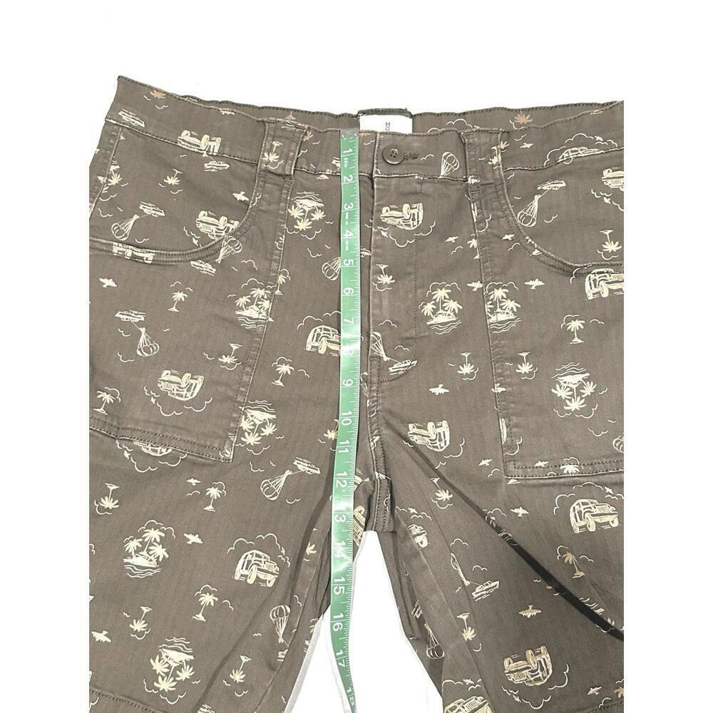 Mutual Weave Mens Graphic Shorts Green Brown Palm Trees Beach Flat Front Size 38 - Picture 10 of 12